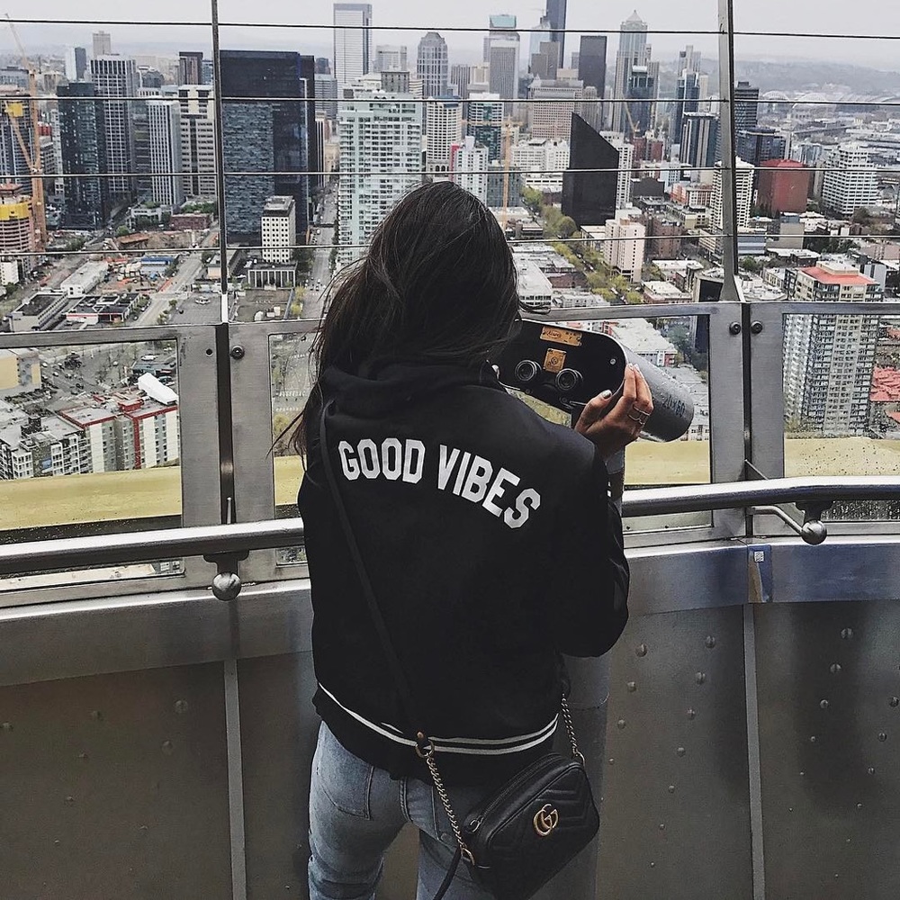Good Vibes Varsity Bomber Jacket